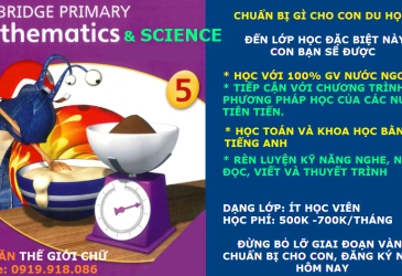 HỌC TOÁN & KHOA HỌC BẰNG TIẾNG ANH VỚI 100% GIÁO VIÊN NƯỚC NGOÀI